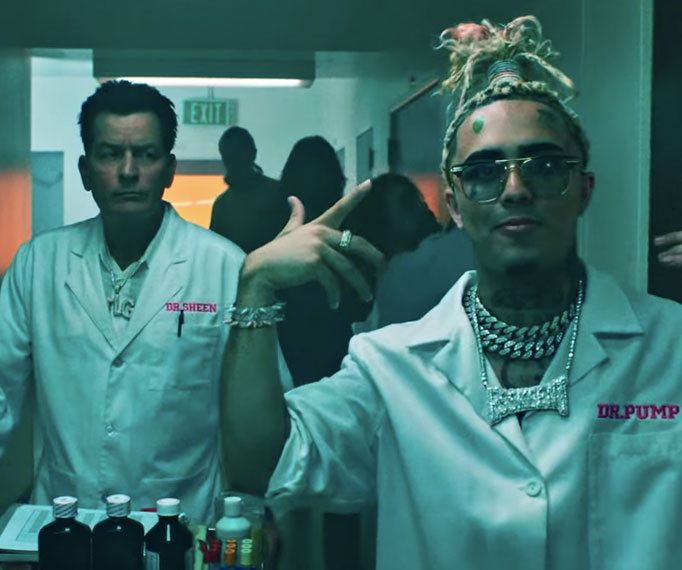 Lil Pump And Charlie Sheen Create Chaos As Doctors In The Tripped-Out 'Drug Addicts' Video