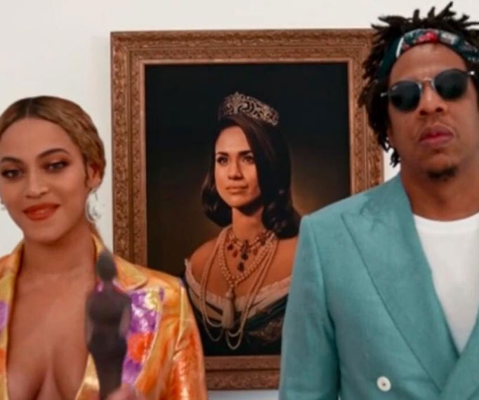 Beyoncé & JAY-Z Accepted Their Brit Award In Front Of A Picture Of Meghan Markle
