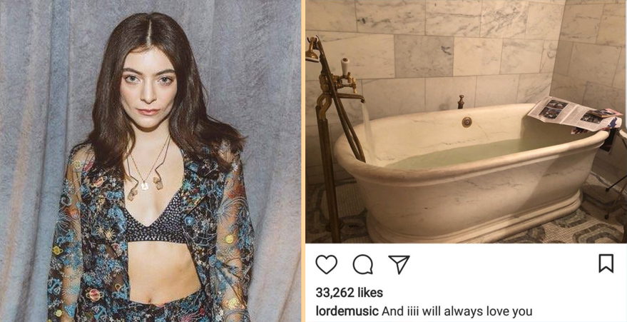Lorde Really Buggered Up An Instagram Caption And Copped It While Taking A Bath