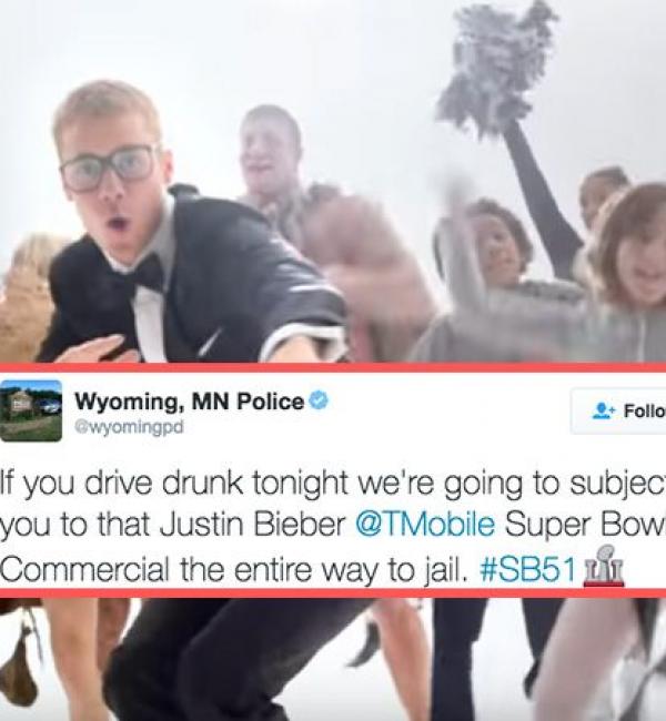 A US Police Station Want To Punish Drunk Drivers By Making Them Watch Justin Bieber's Super Bowl Ad
